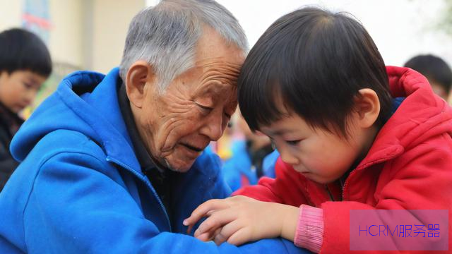 幼儿园开学首日 萌娃与爷爷难舍难分