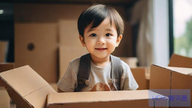 孩子将没人要的纸箱搬到自家展位