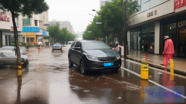 路面积水 女子店门口借道通行被拦