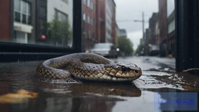 暴雨致街道被淹 眼镜蛇缠在窗户上